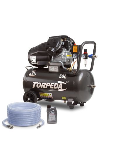 2 piston compressor 2.2 kW 50L + 20 m air hose and oil