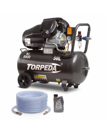 2 piston compressor 2.2 KW 50L + 20 m air hose and oil