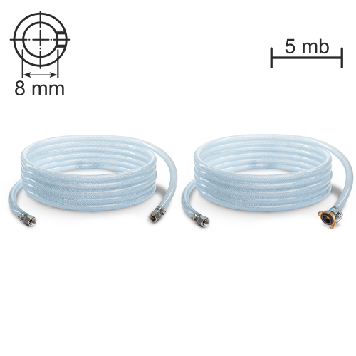 5-metre-long hoses for the paint spray gun (8mm diameter)